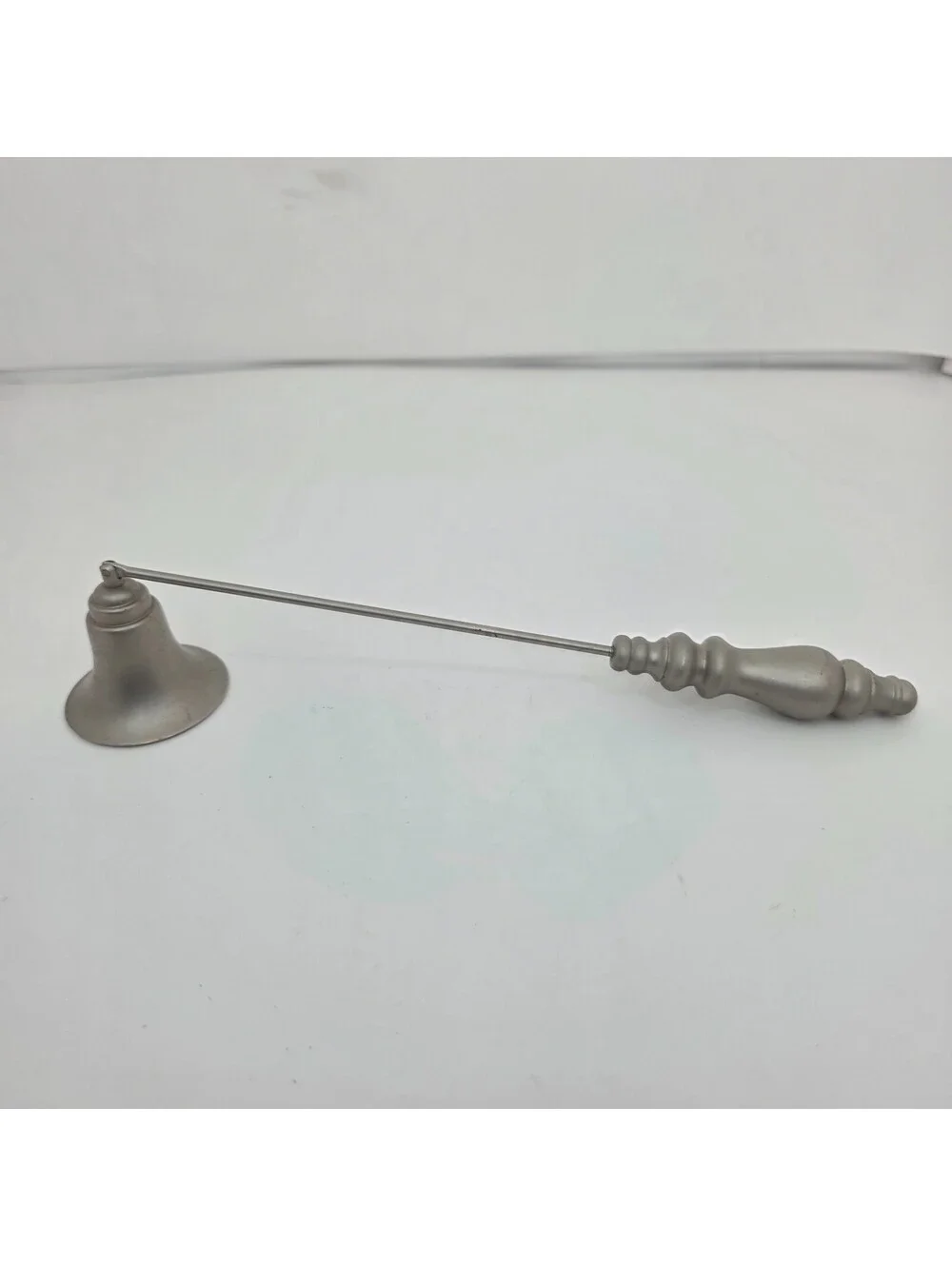 Vintage Brushed Pewter Bell Candle Snuffer Hinged Bell Flame Extinguisher 10